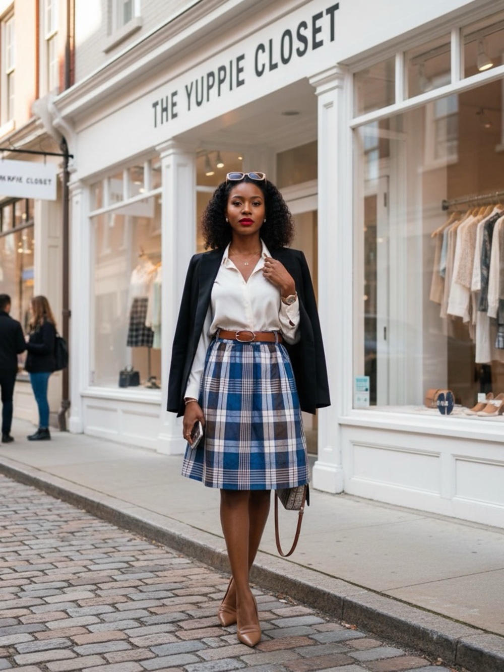 J.Crew 100% Silk Plaid Pleated Midi Skirt Blue Tartan Size 4 Luxury Classic